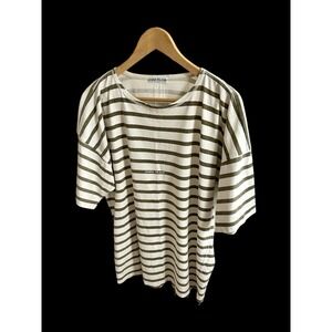 Stone Island Center Logo Striped T-Shirt Ivory Size Large/XL Authentic Cottage